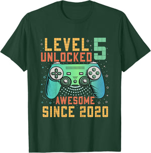 Kids Level 5 Unlocked 5th Birthday 5 Year Old Boy Gifts Gaming T-Shirt - T-Shirt | Forest