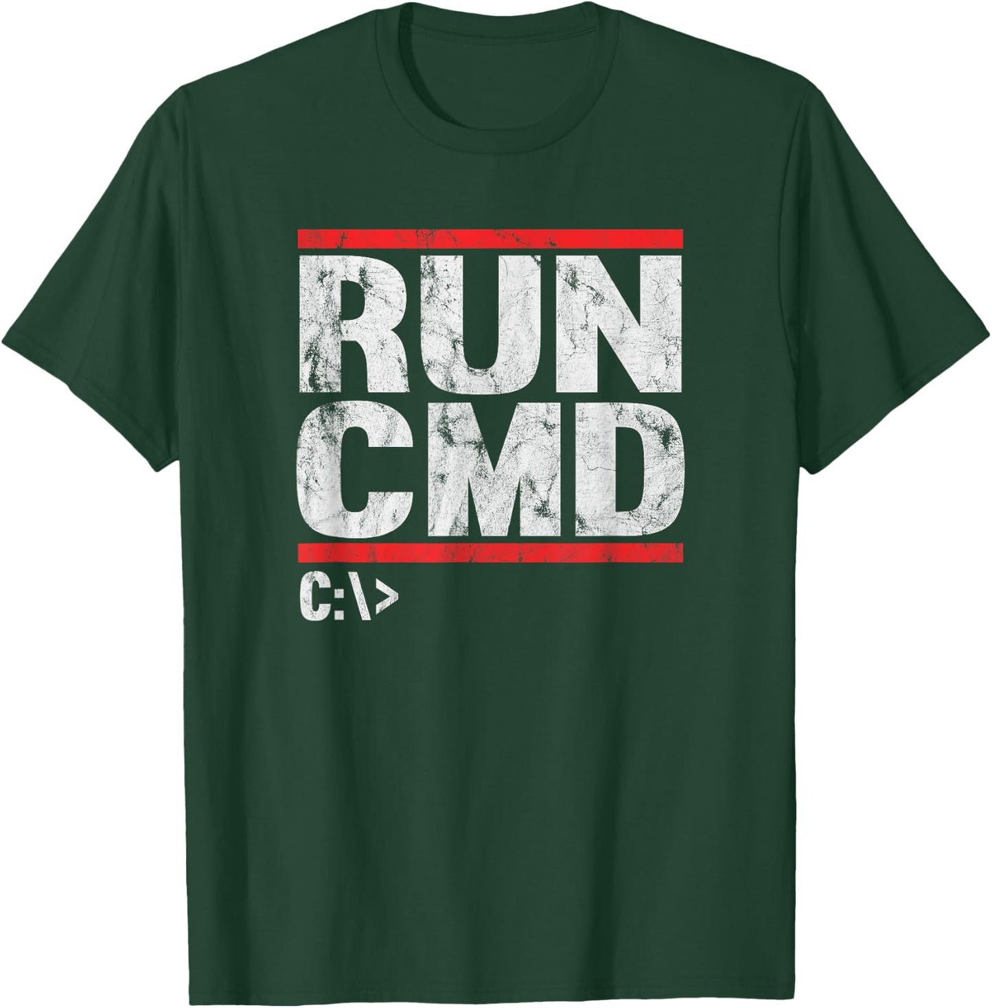 Run CMD Distressed Funny T-Shirt - T-Shirt | Forest