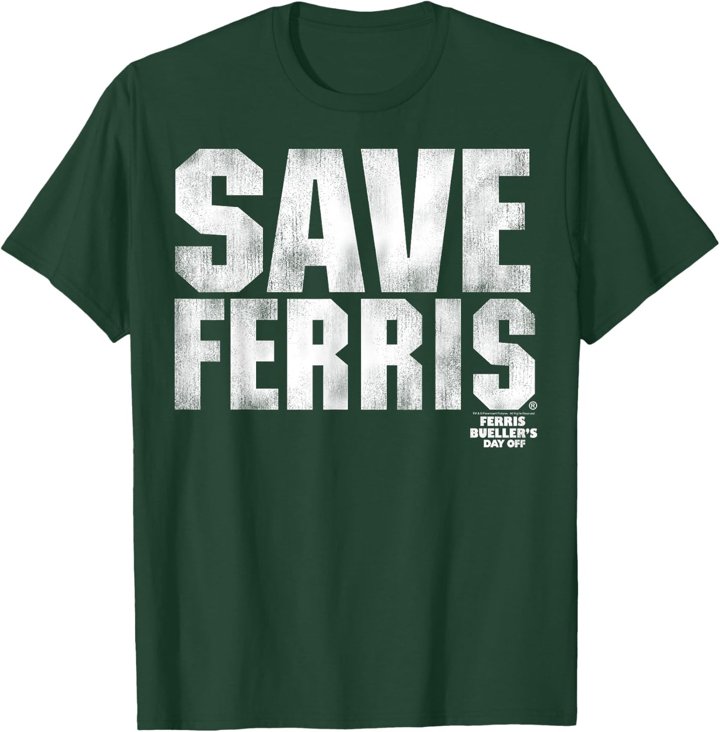 Ferris Bueller's Day Off White Distressed Save Ferris T-Shirt - T-Shirt | Forest