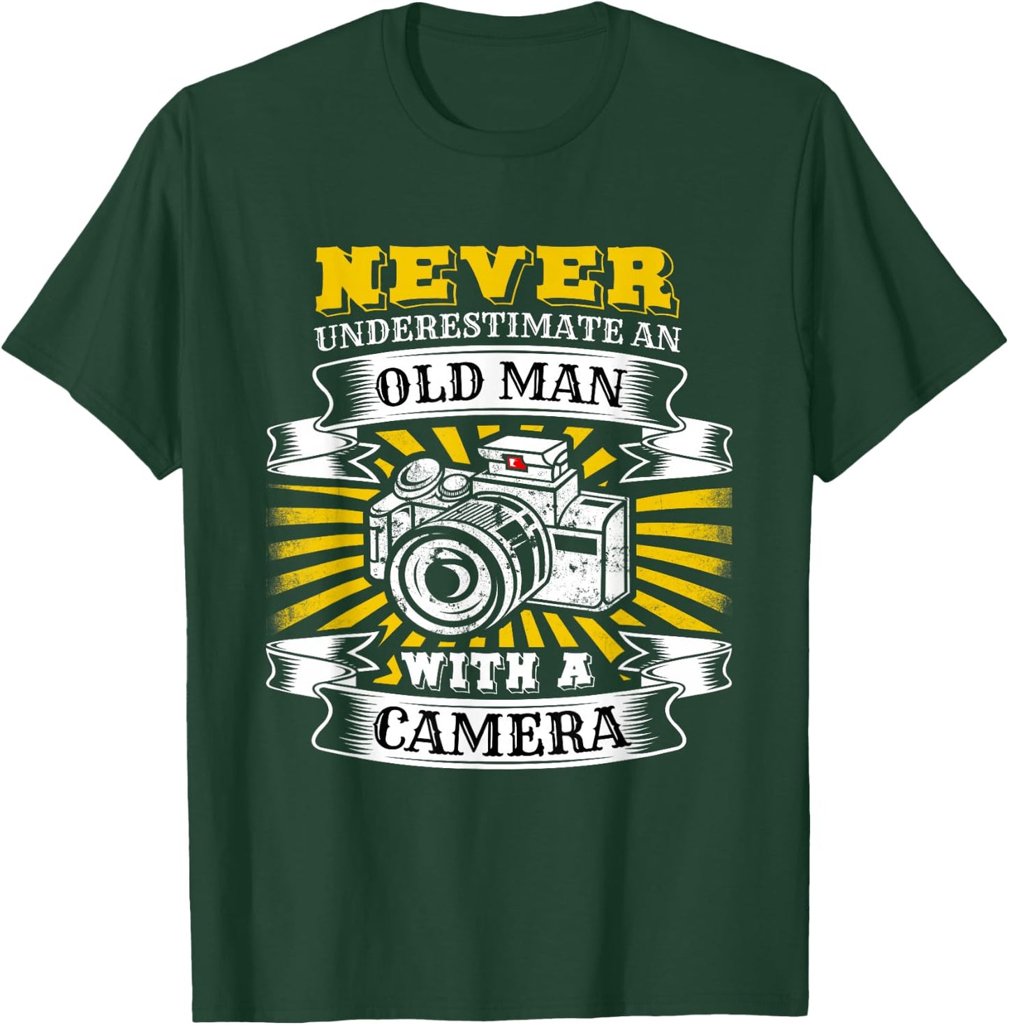 Never Underestimate an Old Man with a Camera T-Shirt - T-Shirt | Forest