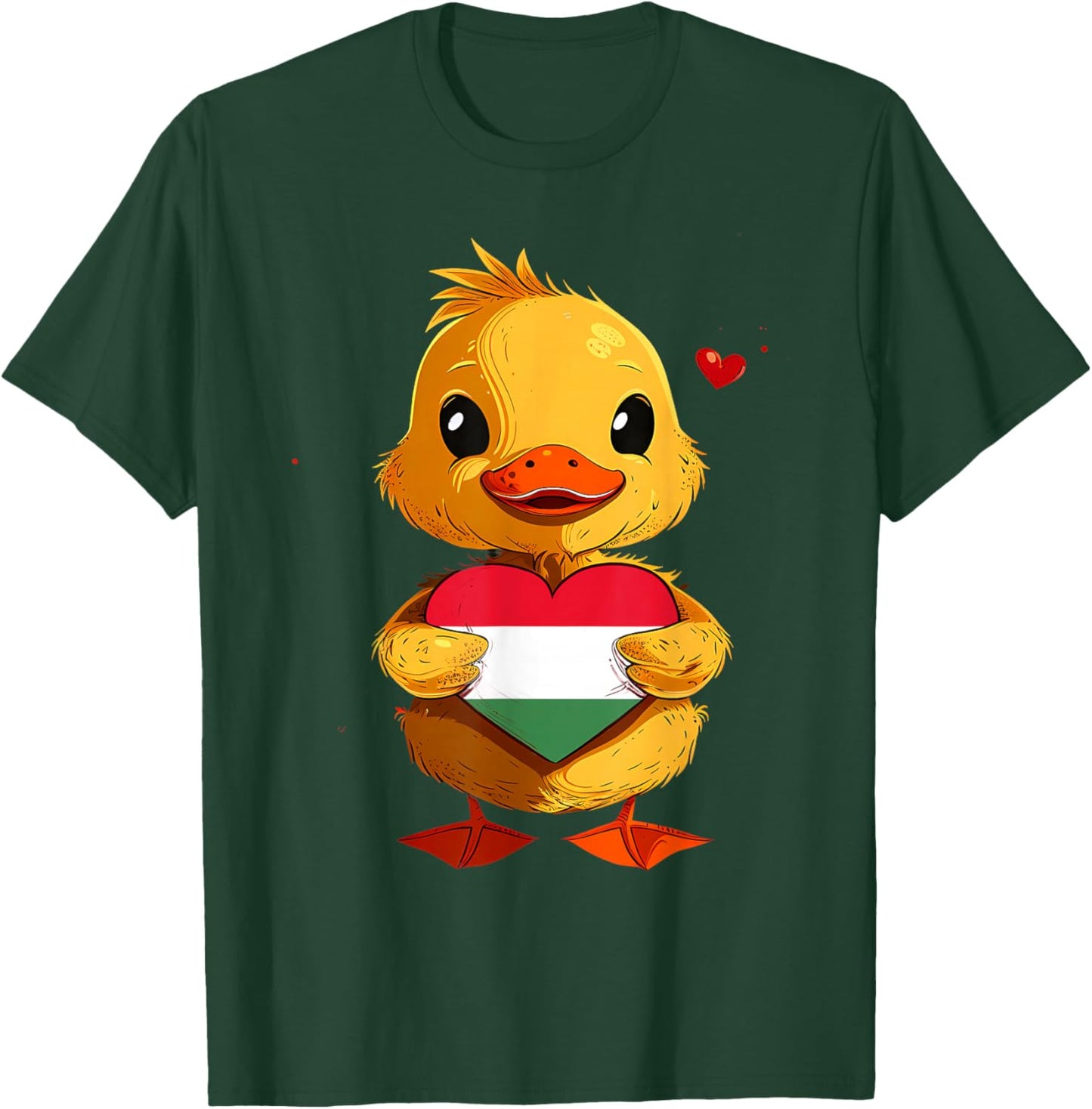 Hungarian Flag Cute Duck Heart Hungarian Pride Hungary T-Shirt - T-Shirt | Forest