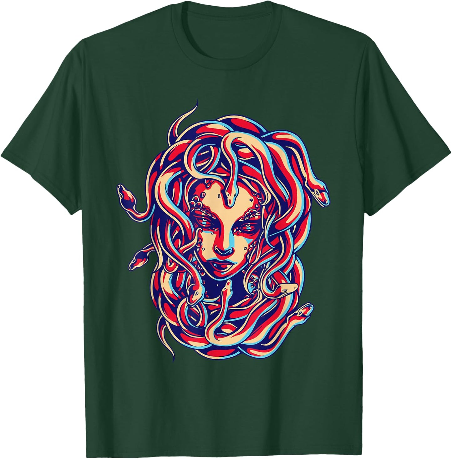 Medusa Head Snake Hair Greek Mythology Gift T-Shirt - T-Shirt | Forest