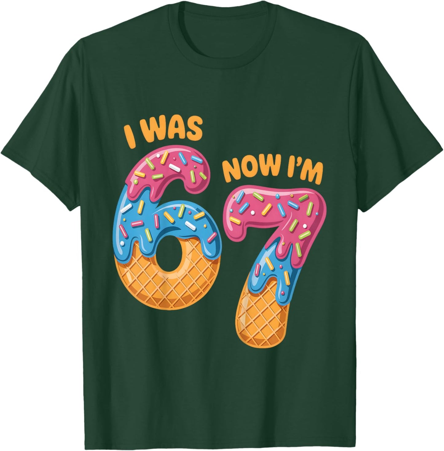 I was 6 Now Im 7 Year Old 7 Bday Ice Cream Drip 6 7 Birthday T-Shirt - T-Shirt | Forest