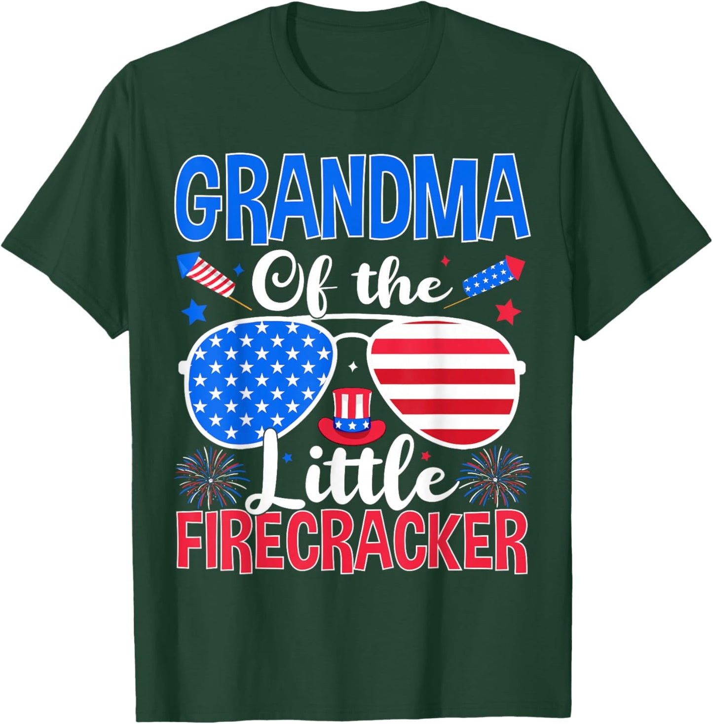 Grandma of The Little Firecracker Funny Family 4th of July T-Shirt - T-Shirt | Forest