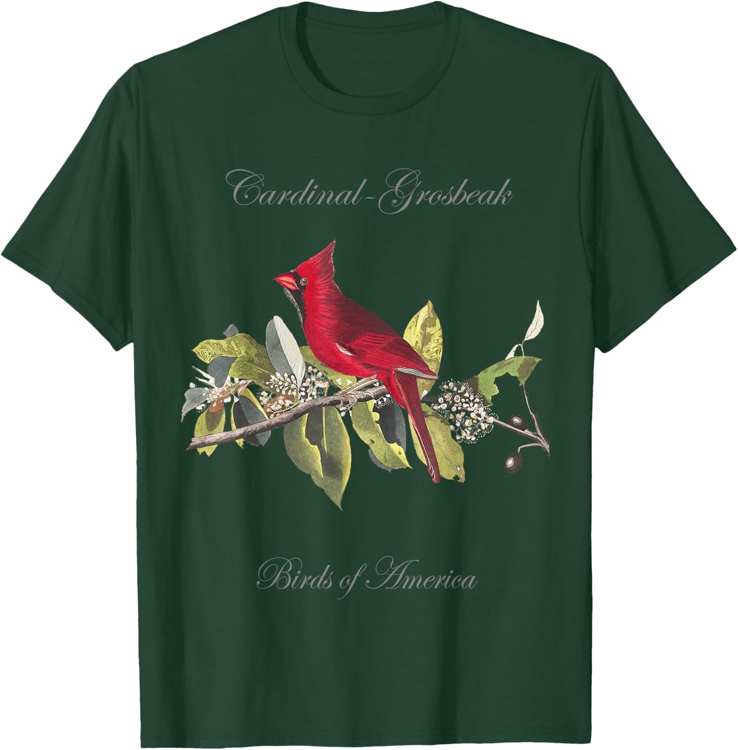 Red Cardinal - Birds of America Series Audubon T-Shirt - T-Shirt | Forest