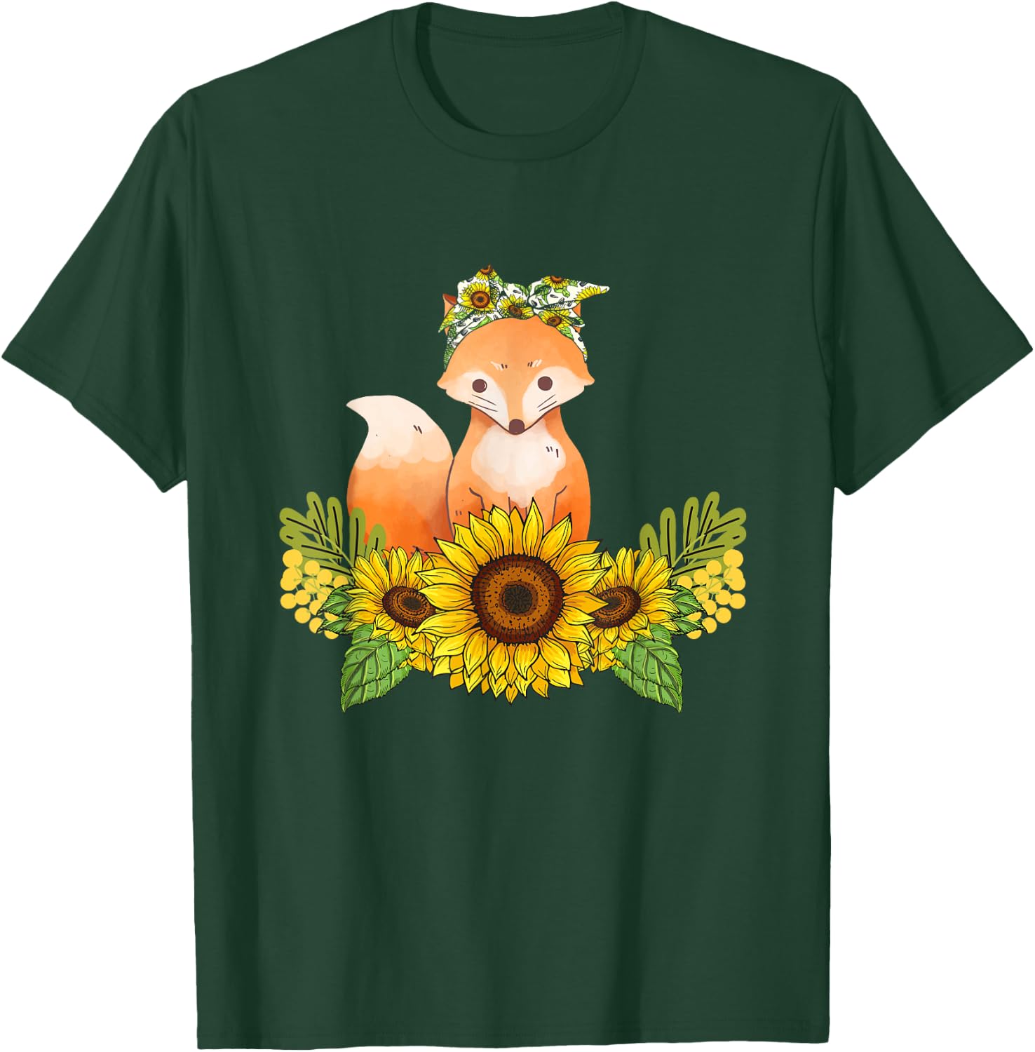 Fox Sunflower Shirt Fox Lover Animals Outfit Dog Owner Women Kids T-Shirt - T-Shirt | Forest