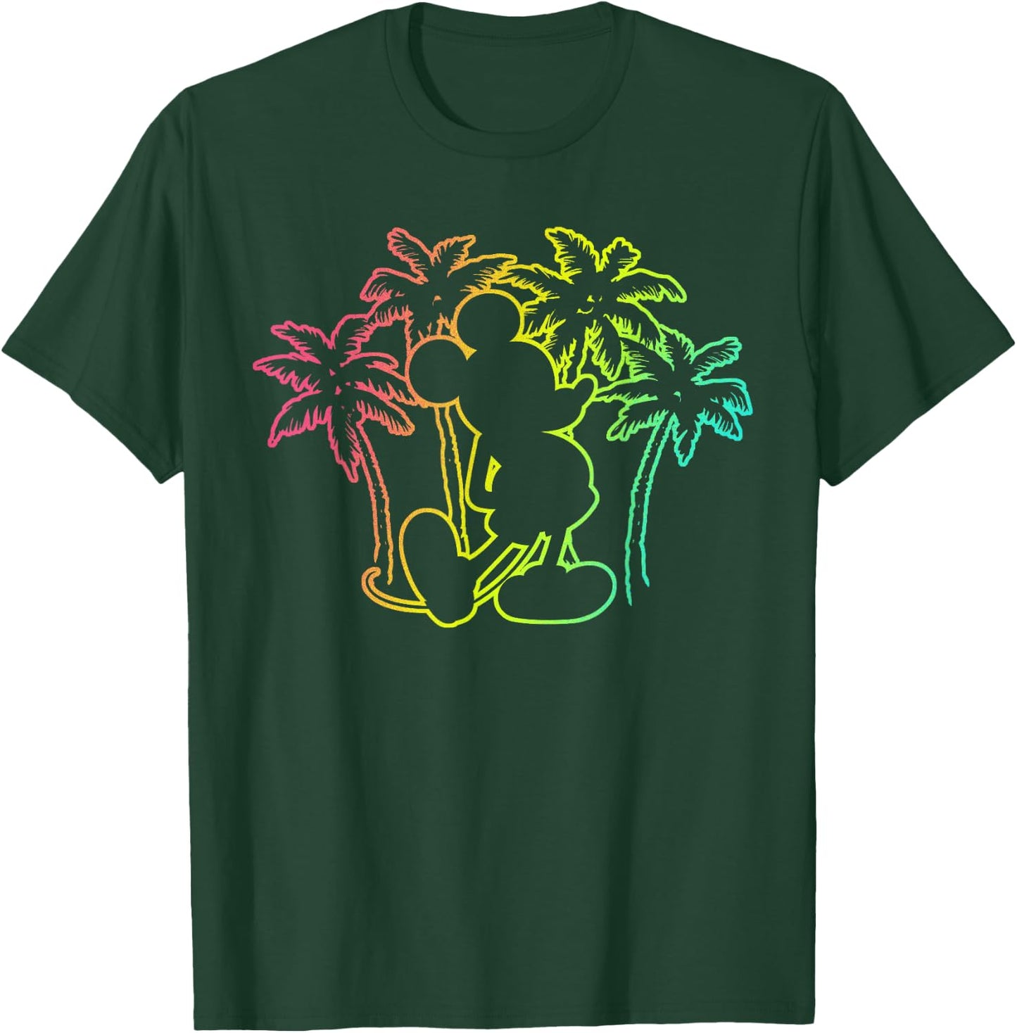 Disney - Mickey Mouse Silhouette Palm Trees T-Shirt - T-Shirt | Forest