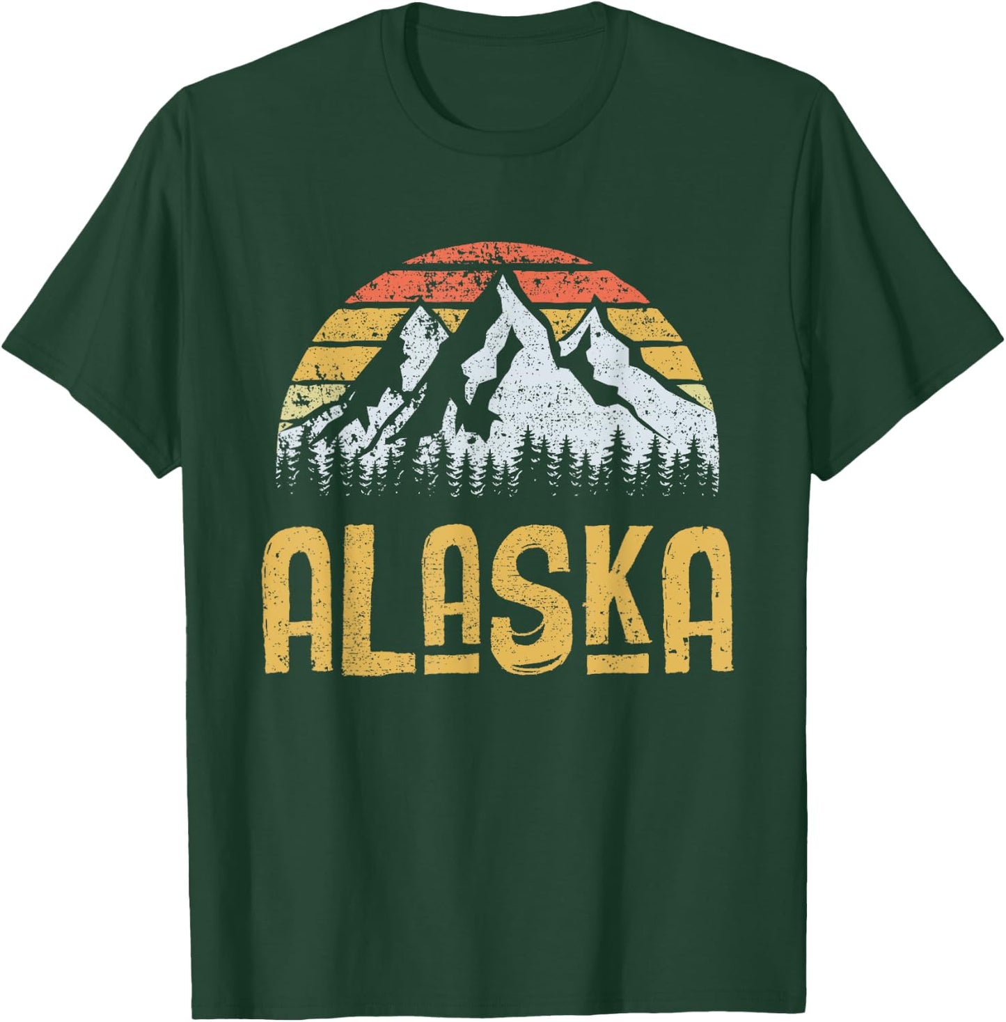 Vintage Retro Alaska U.S. Mountains Glacier T-Shirt - T-Shirt | Forest