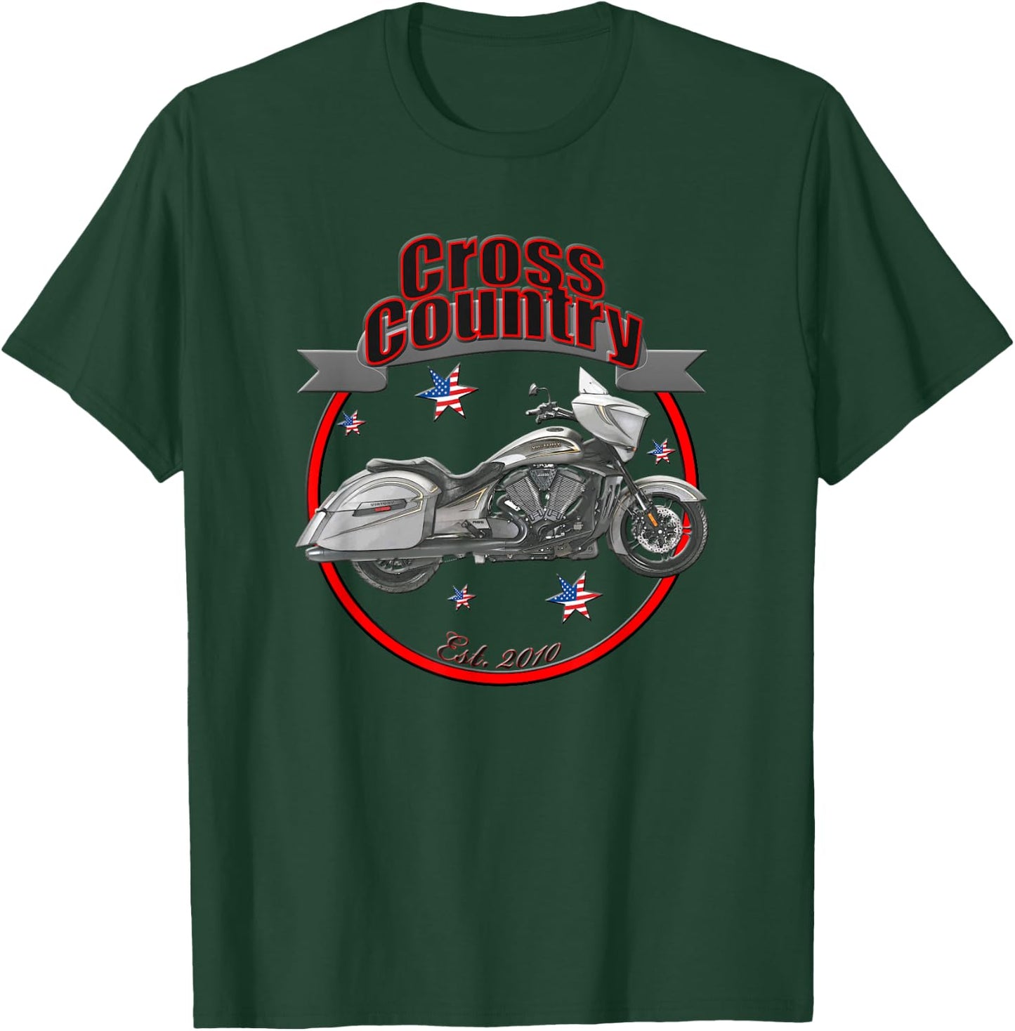 Victory Cross Country U.S.A. Star Motorcycle T-Shirt - T-Shirt | Forest
