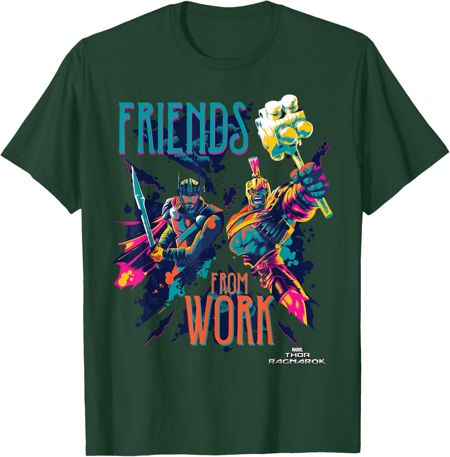Marvel Thor Ragnarok Working Friends Neon Blast T-Shirt - T-Shirt | Forest