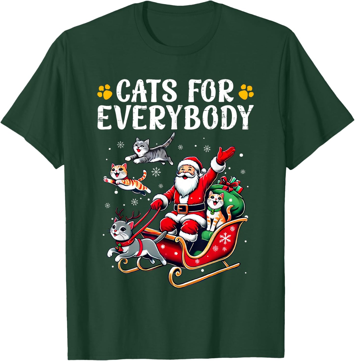 Cats For Everybody Christmas Cat Funny Xmas Men Women Santa T-Shirt - T-Shirt | Forest