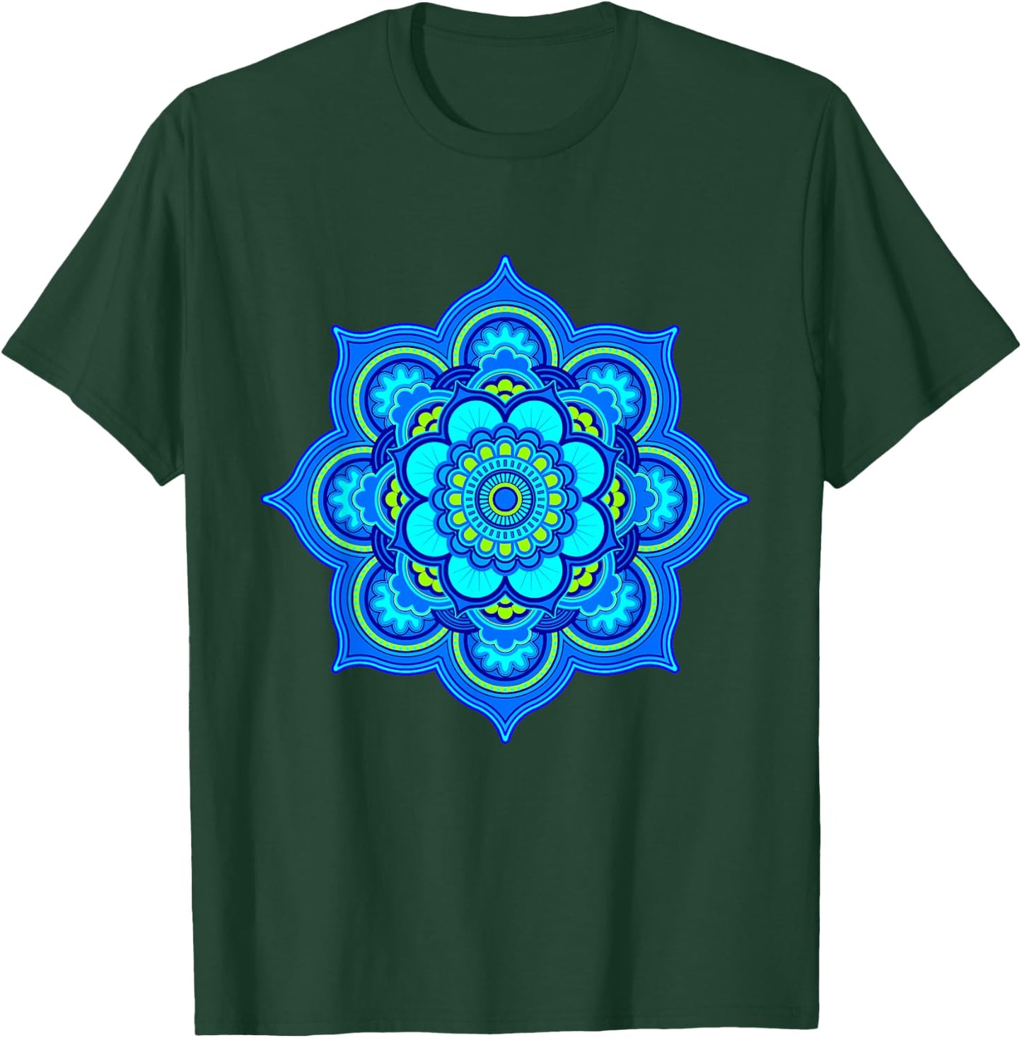 Yoga Mandala bright blue and turquoise T-Shirt - T-Shirt | Forest