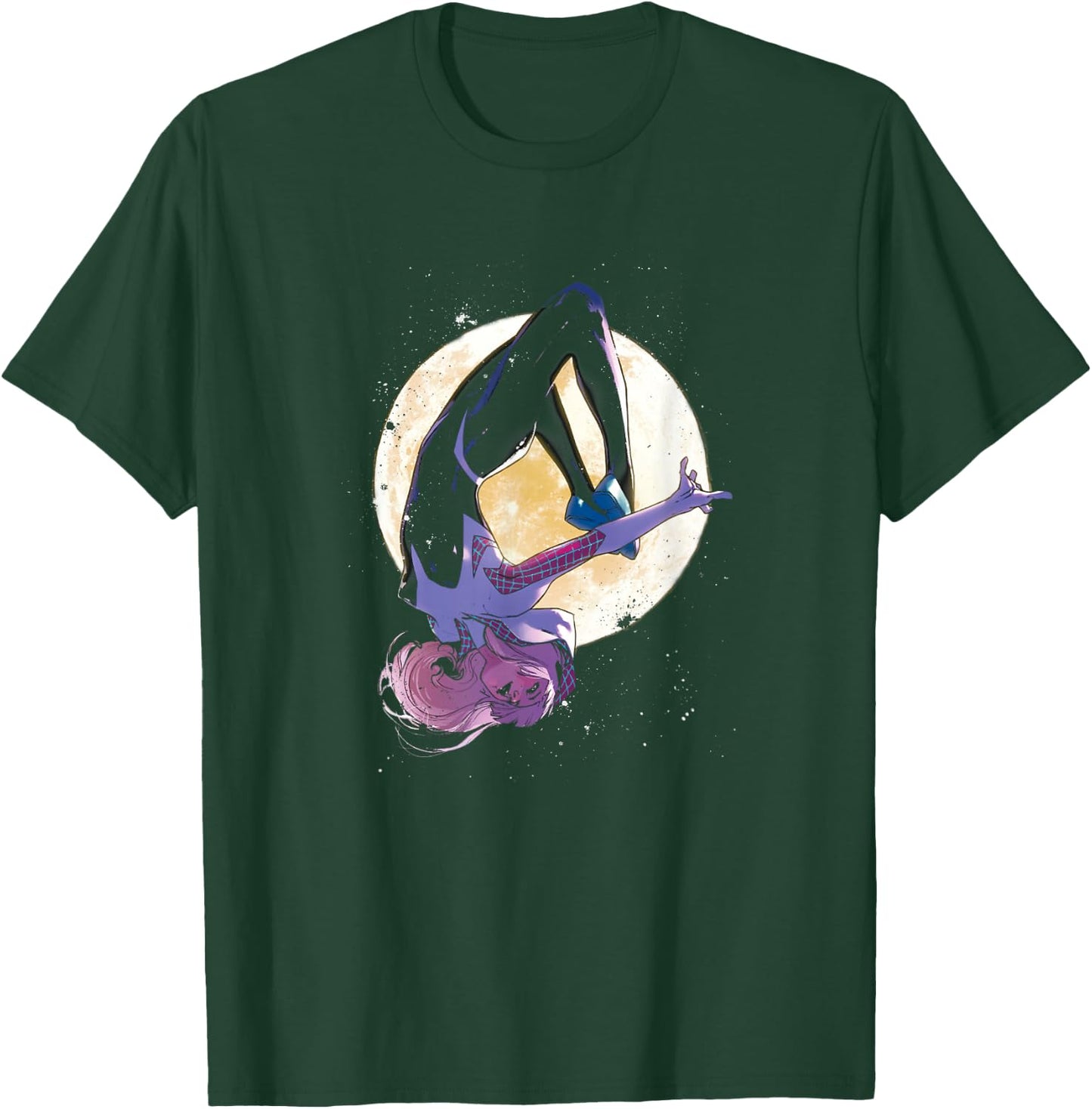 Marvel Spider-Gwen Moonlit Somersault Silhouette T-Shirt - T-Shirt | Forest