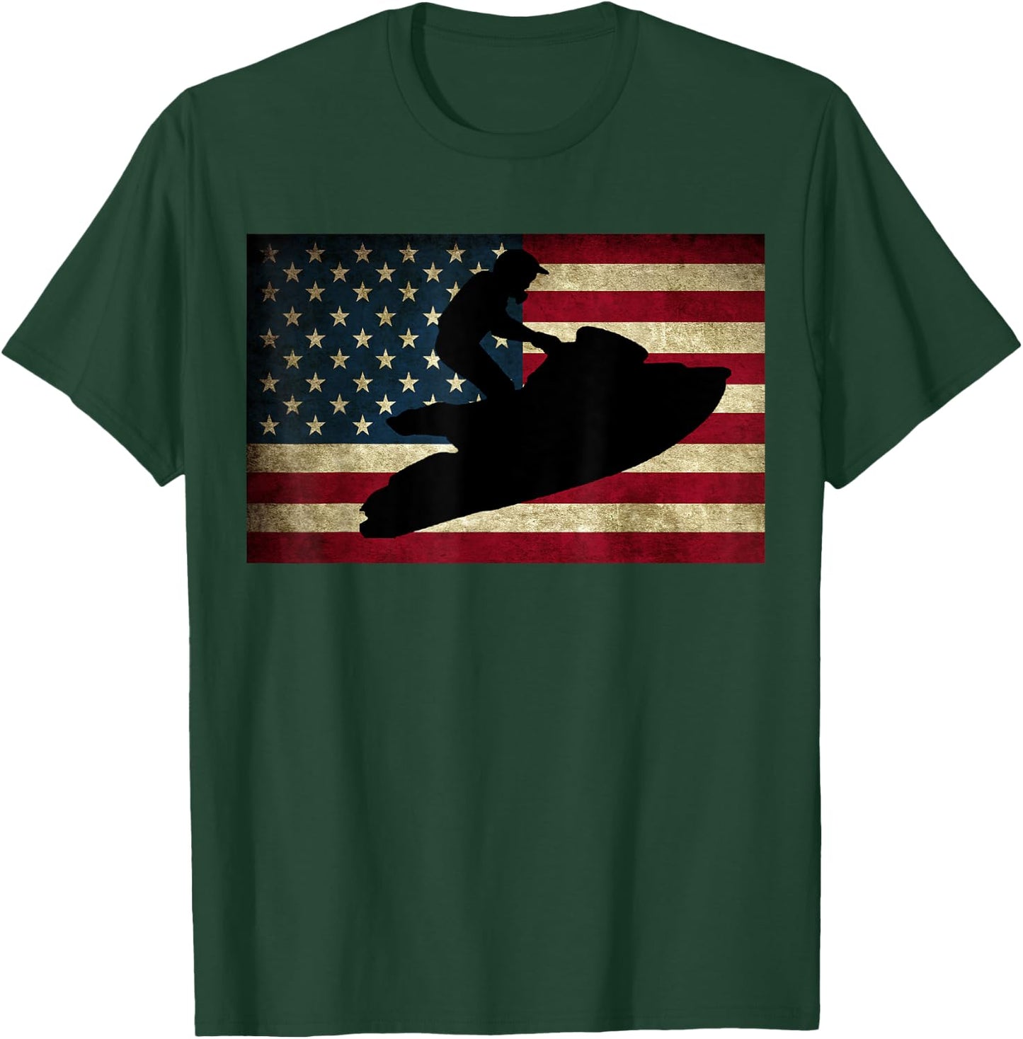Jet Ski T Shirt Jet Skier Jet Skiing USA Flag T-Shirt - T-Shirt | Forest