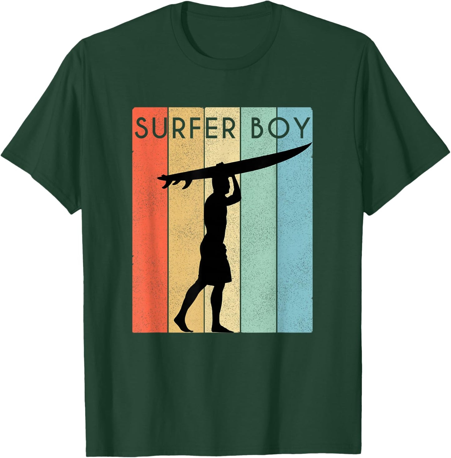 Surfer Boy Surf Illustration/Surf Boy Throwback T-Shirt - T-Shirt | Forest