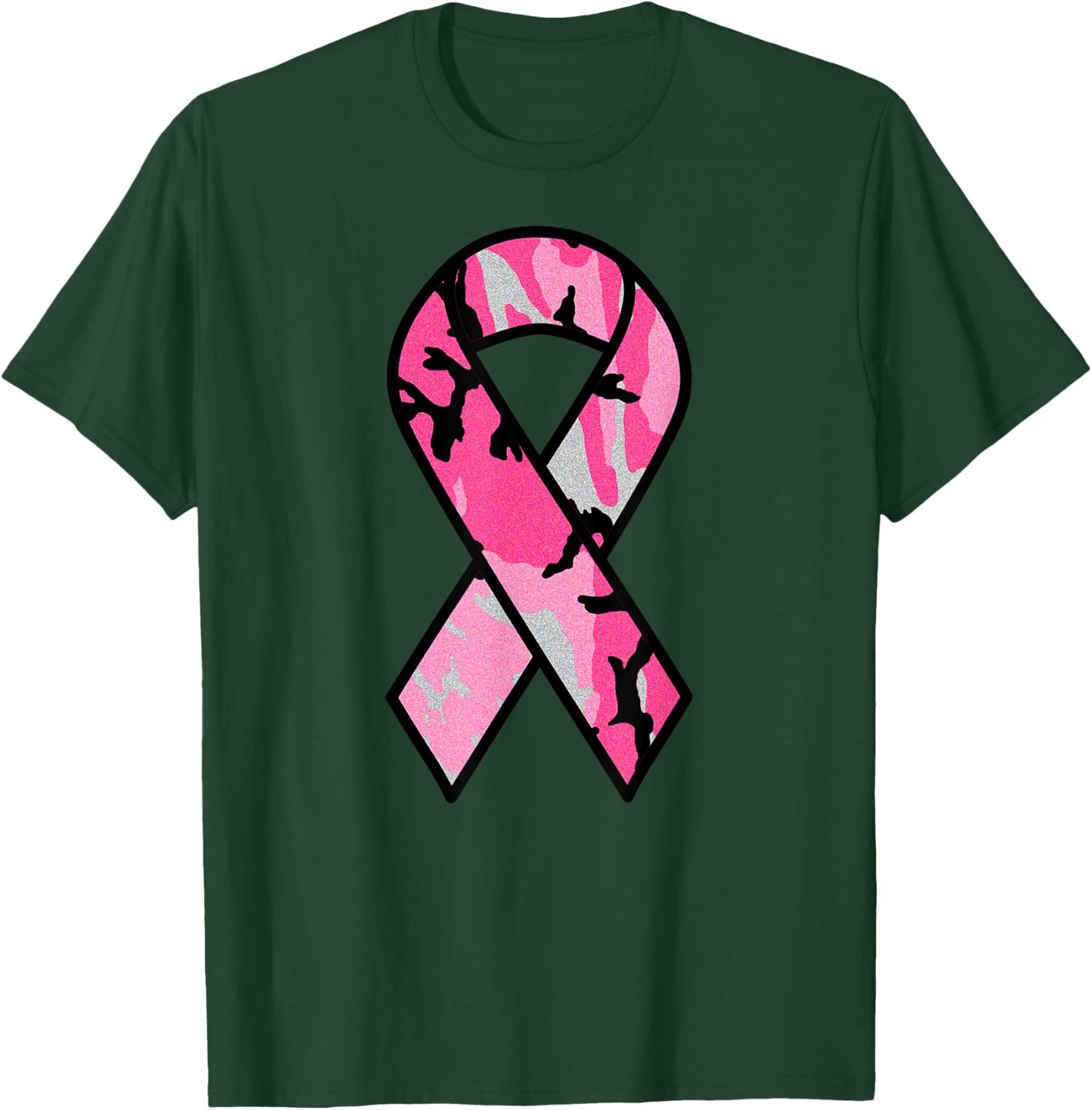 Breast Cancer Awareness Ribbon Pink Survivor Camo T-Shirt - T-Shirt | Forest