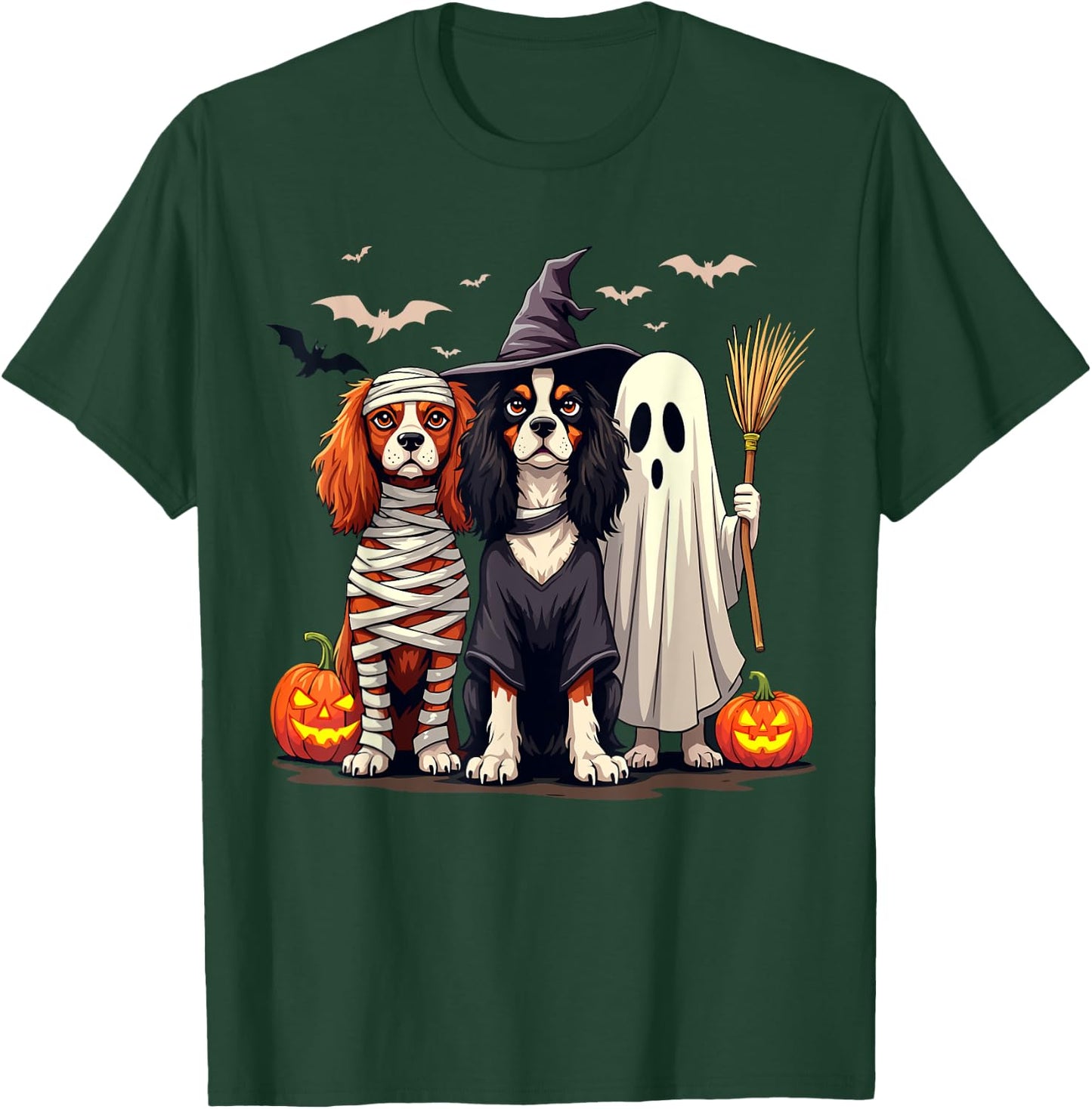 Cavalier King Charles Spaniel Halloween Costume Mum Witch T-Shirt - T-Shirt | Forest