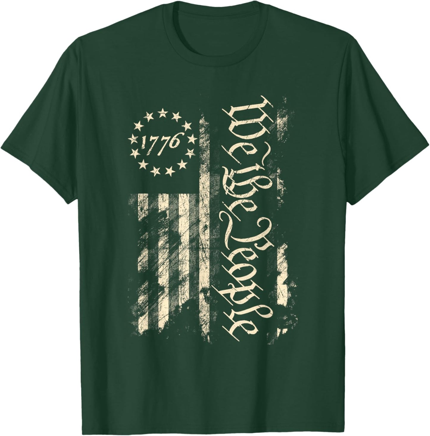 We The People 1776 Betsy Ross Flag Vintage Distressed Grunge T-Shirt - T-Shirt | Forest