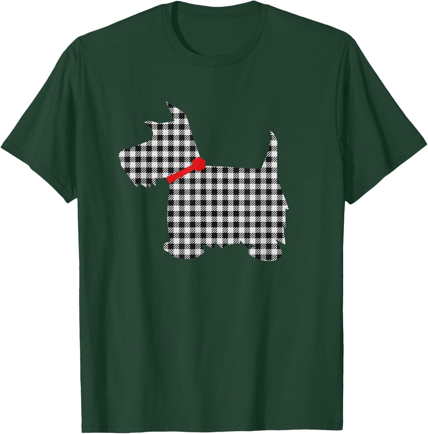 Scottie Dog Scottish Terrier T Shirt Black White Plaid T-Shirt - T-Shirt | Forest