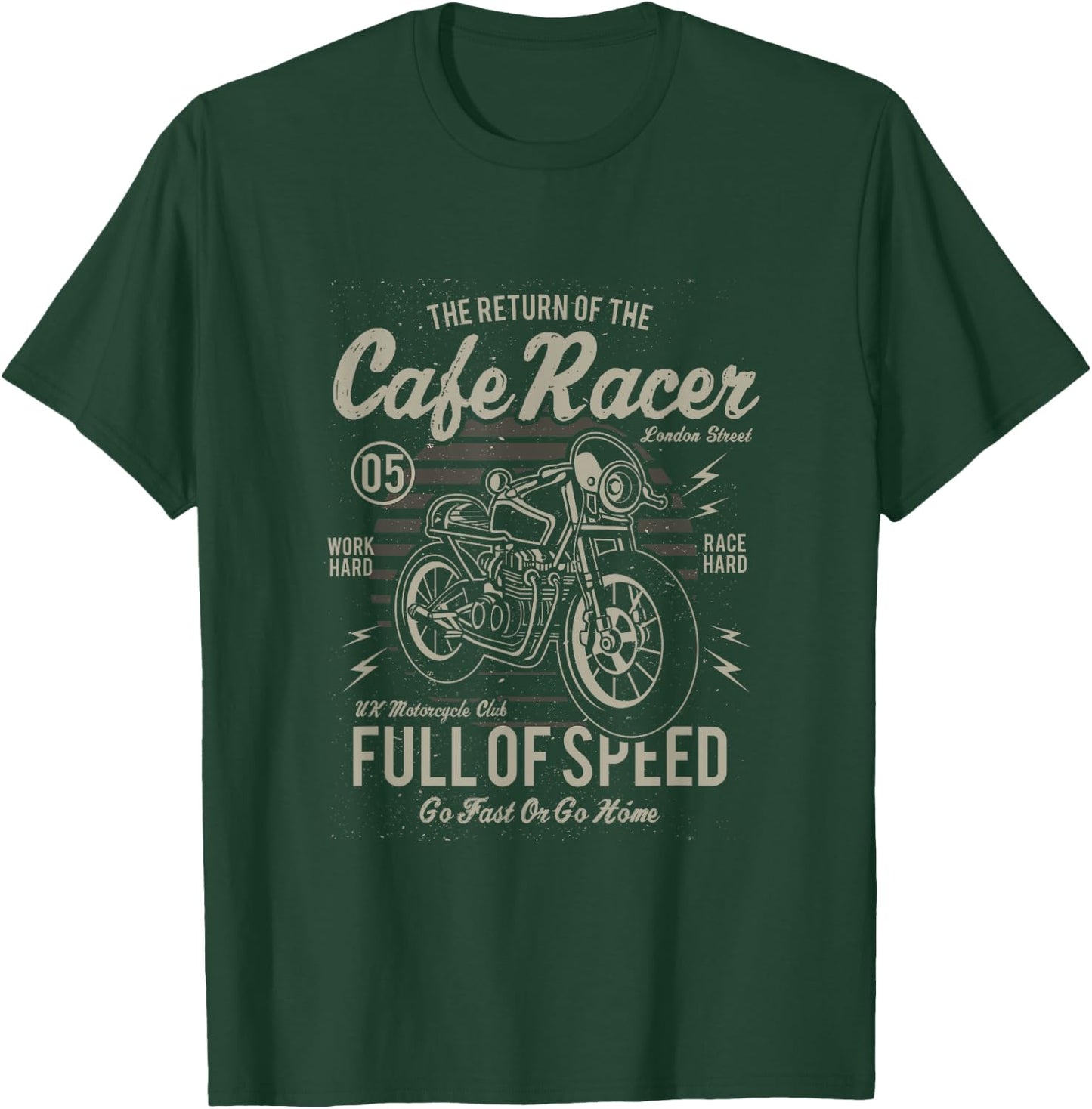 Cafe Racer Full of Speed Vintage Motorcycle T-Shirt - T-Shirt | Forest
