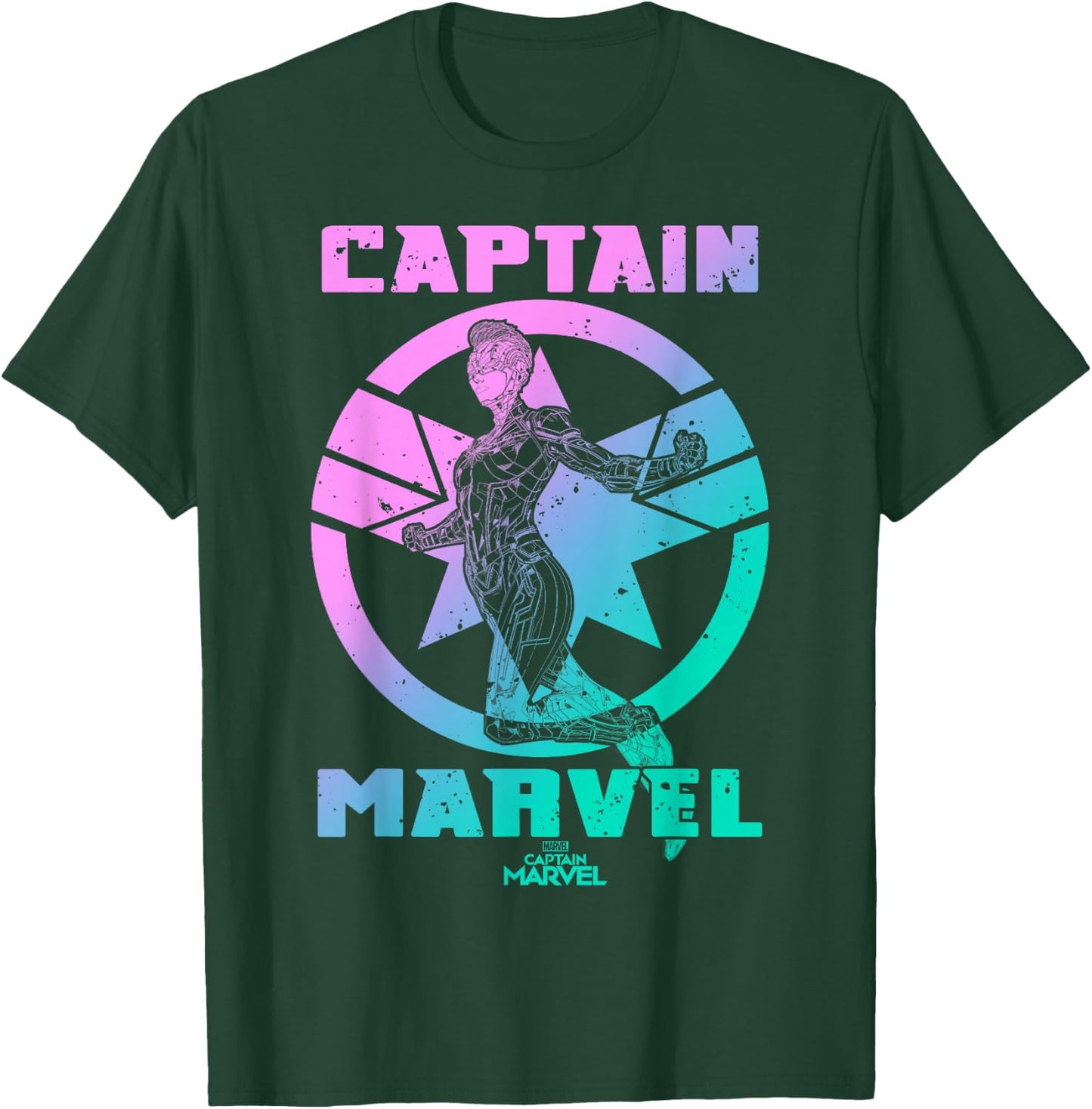 Captain Marvel Badge Color Grade Symbol Graphic T-Shirt - T-Shirt | Forest