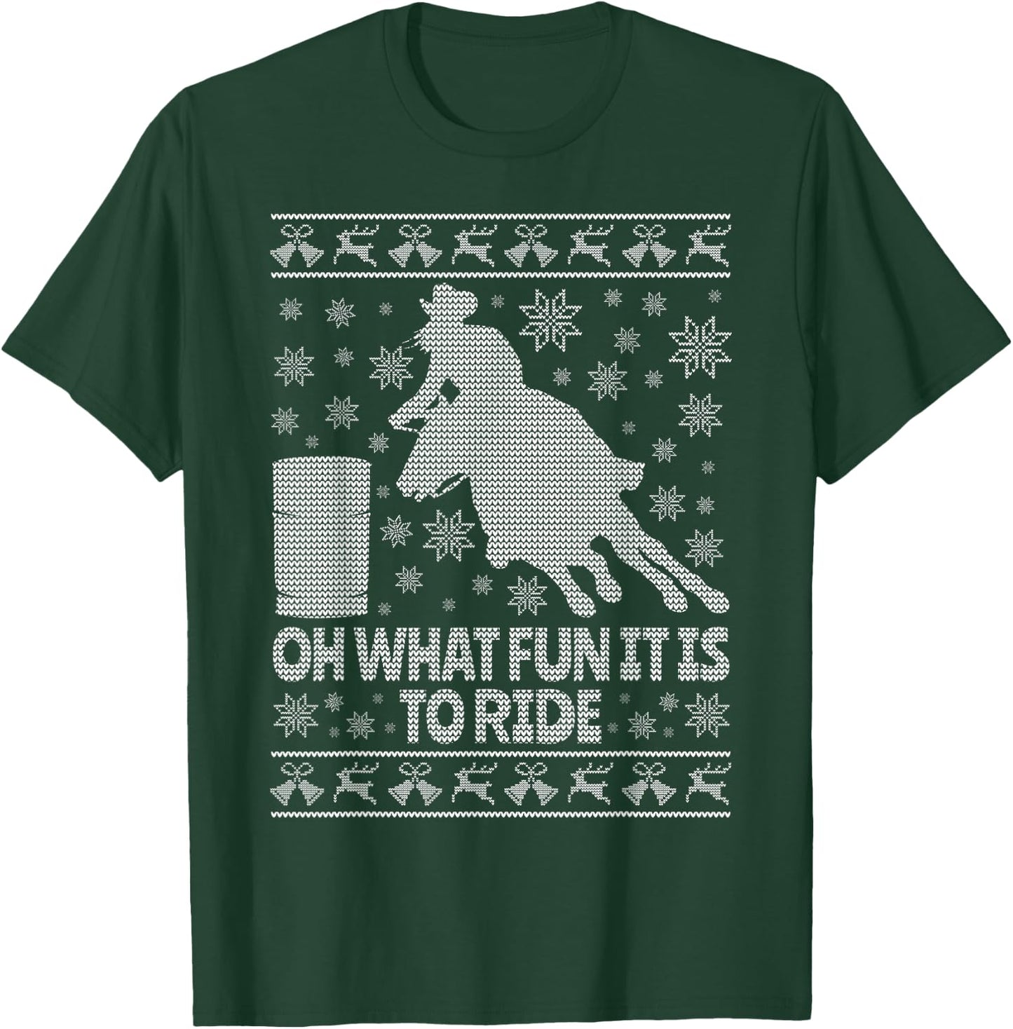 Barrel Racing Ugly Christmas Horse Race Rodeo T-Shirt - T-Shirt | Forest