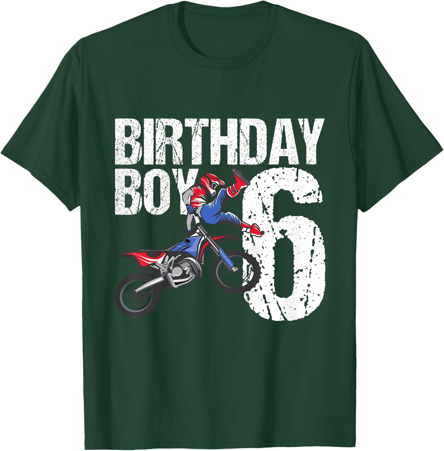 6 Year Old Dirt Bike Birthday Party Motocross MX 6th Gift T-Shirt - T-Shirt | Forest