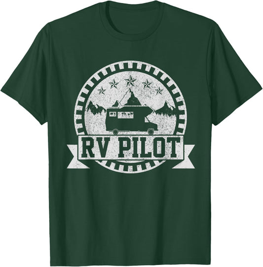 RV Pilot - Road Trip Camping Vintage Outdoor Camper Gift T-Shirt - T-Shirt | Forest