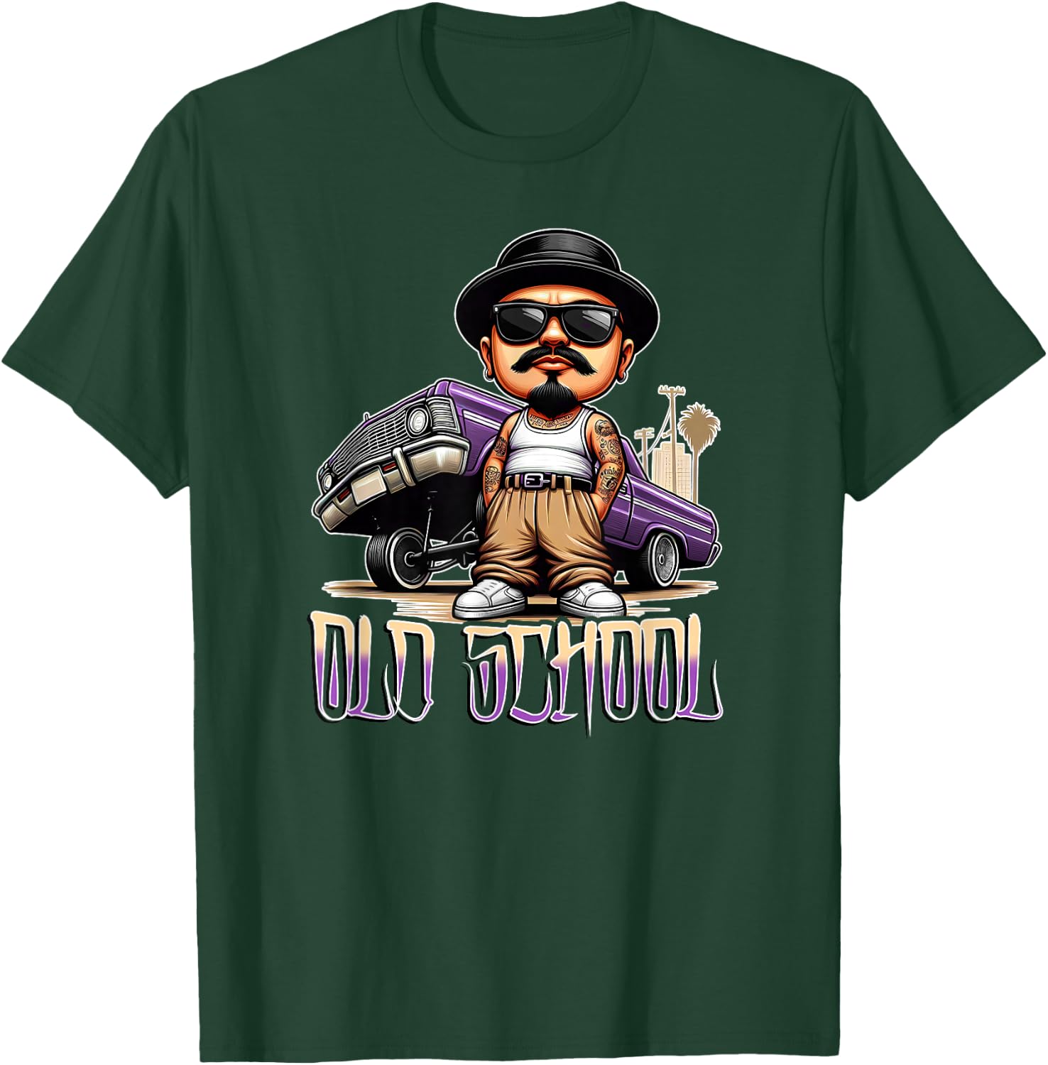 OLD SCHOOL Chicano Low Rider Art Homie Chicano Clothing T-Shirt - T-Shirt | Forest