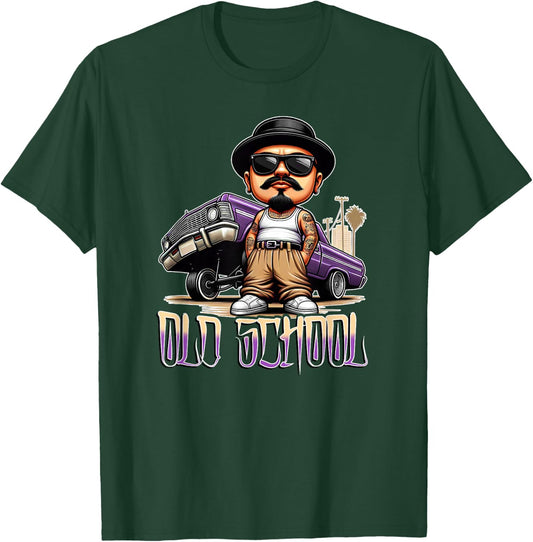 OLD SCHOOL Chicano Low Rider Art Homie Chicano Clothing T-Shirt - T-Shirt | Forest