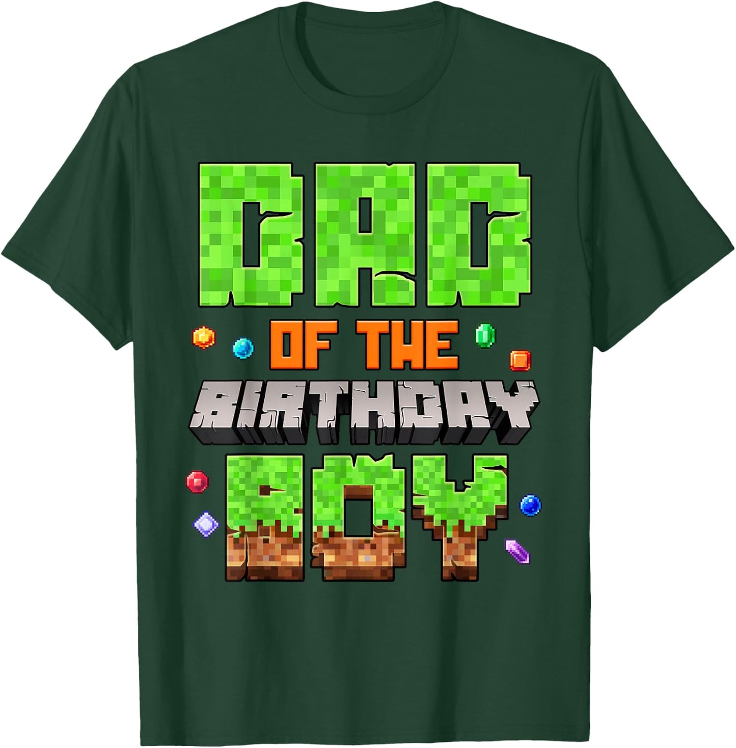 Dad Of The Birthday Boy Pixel Gaming Video Game Family Kids T-Shirt - T-Shirt | Forest