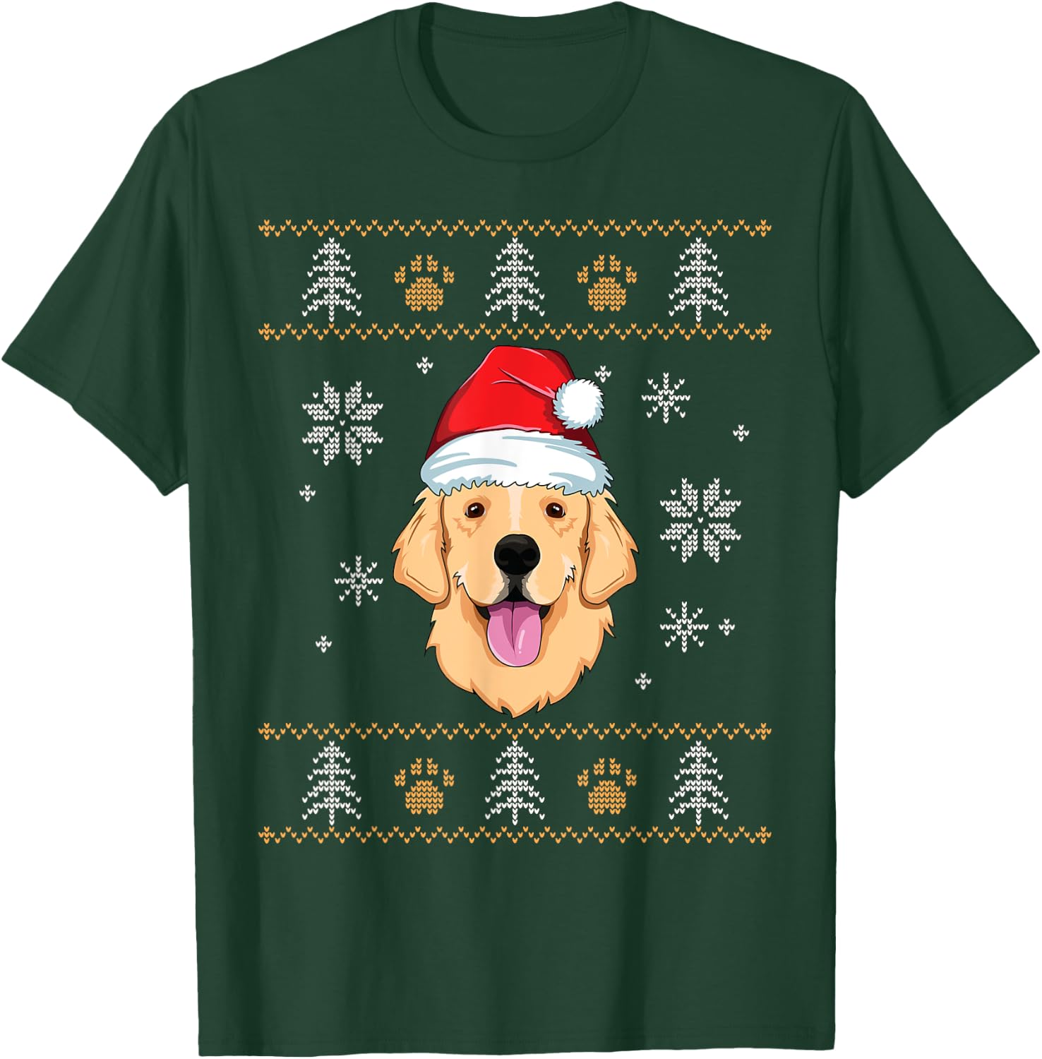 Ugly Christmas Golden Retriever Xmas Dog Lover Santa Kids T-Shirt - T-Shirt | Forest