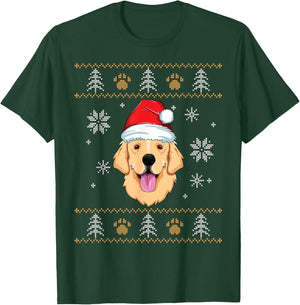 Ugly Christmas Golden Retriever Xmas Dog Lover Santa Kids T-Shirt - T-Shirt | Forest