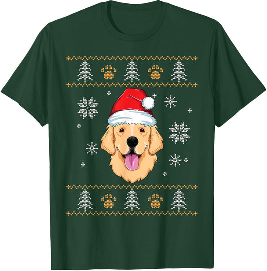Ugly Christmas Golden Retriever Xmas Dog Lover Santa Kids T-Shirt - T-Shirt | Forest