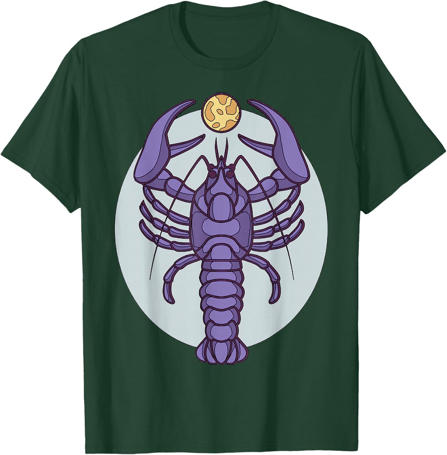 Purple Lobster Illustration For Adults Full Moon T-Shirt - T-Shirt | Forest