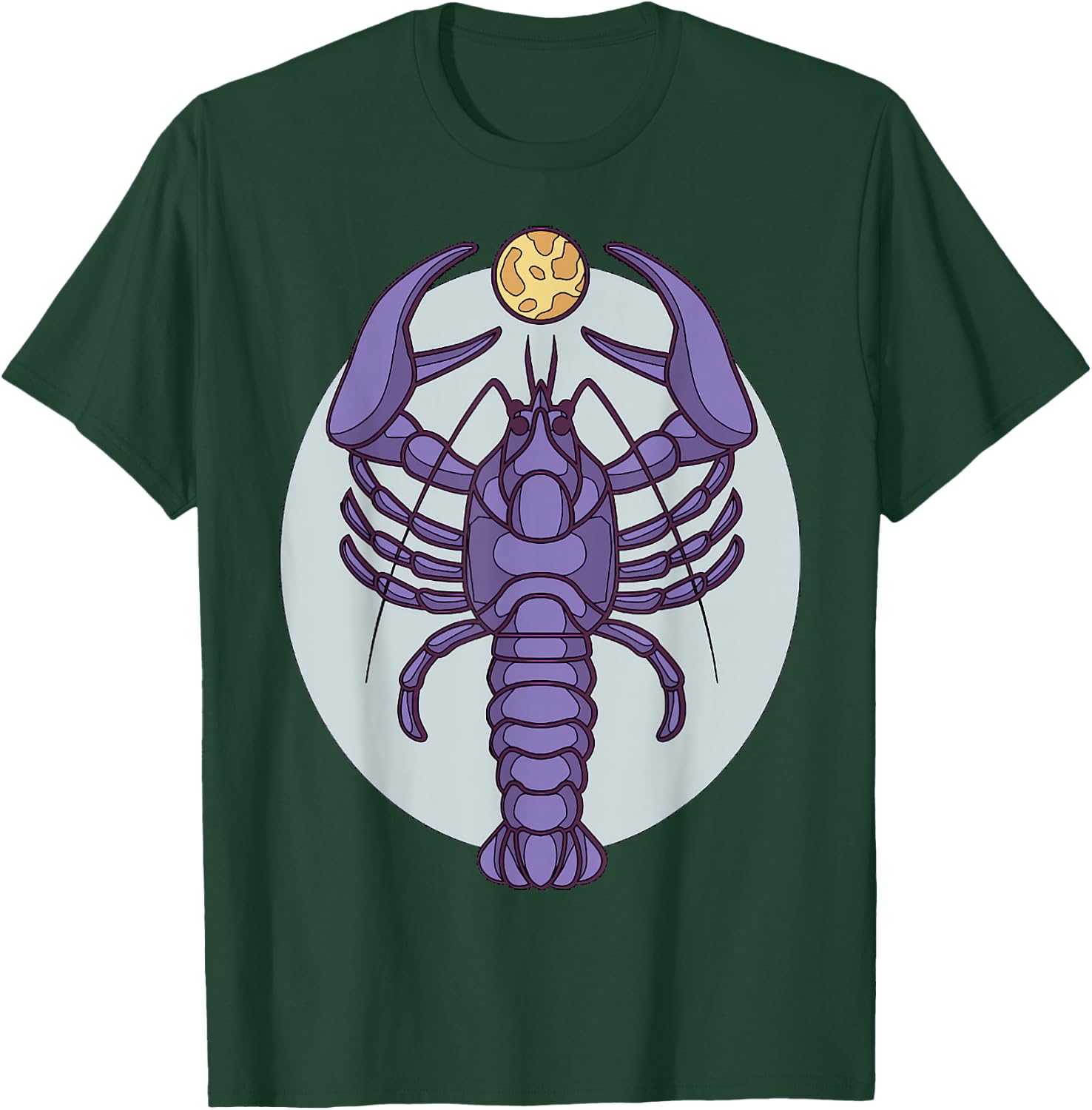 Purple Lobster Illustration For Adults Full Moon T-Shirt - T-Shirt | Forest
