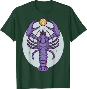 Purple Lobster Illustration For Adults Full Moon T-Shirt - T-Shirt | Forest