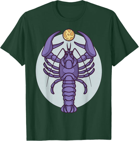 Purple Lobster Illustration For Adults Full Moon T-Shirt - T-Shirt | Forest