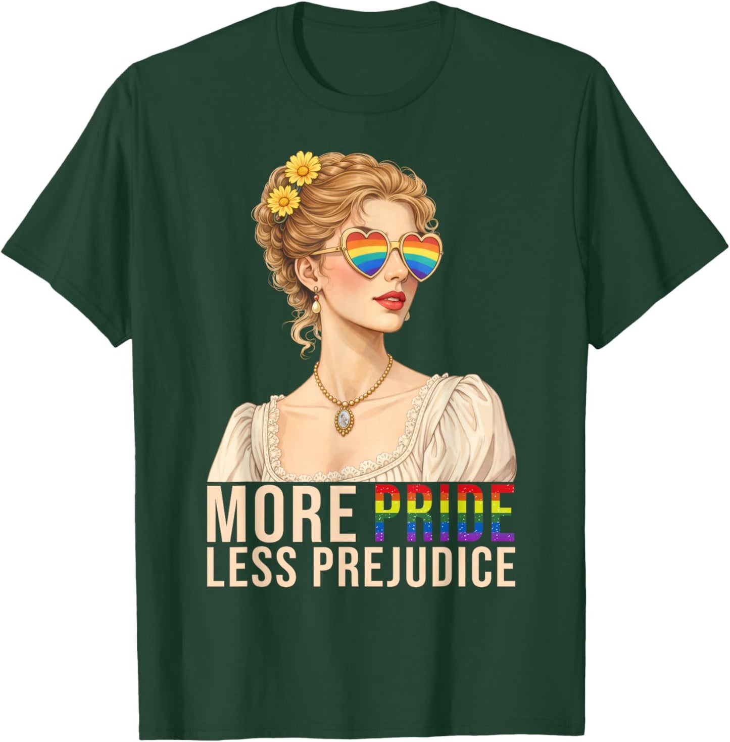 Retro More Pride Less Prejudice LGBTQ Rainbow Pride Month T-Shirt - T-Shirt | Forest