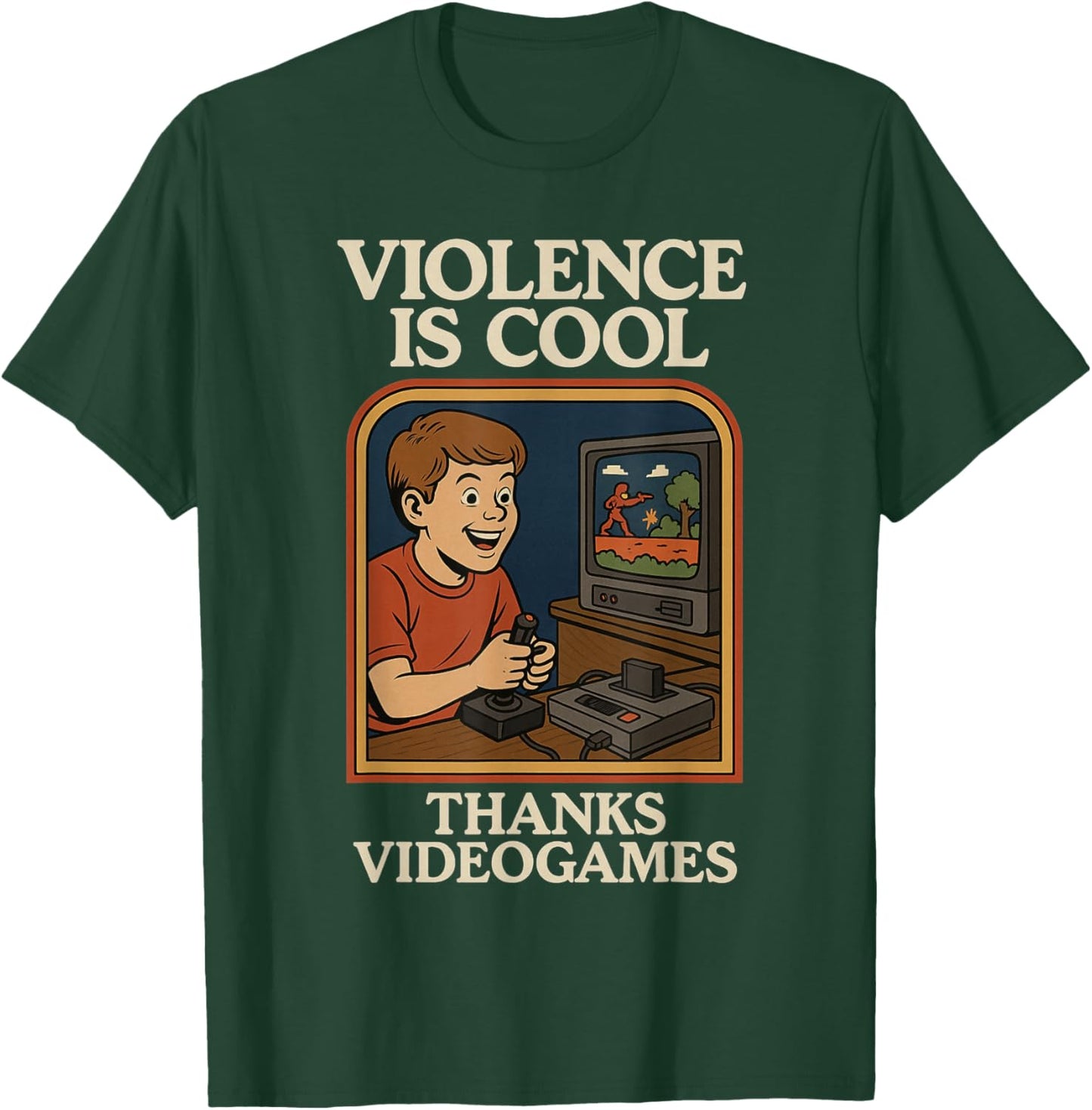 Violence Is Cool Thanks Video Games Funny Retro Style T-Shirt - T-Shirt | Forest