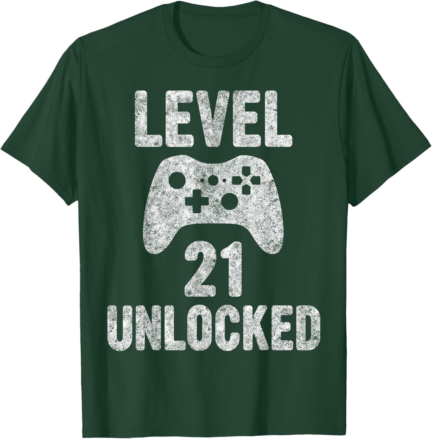 Cute Video Gamer 21th Birthday Gift Funny Level 21 Unlocked T-Shirt - T-Shirt | Forest