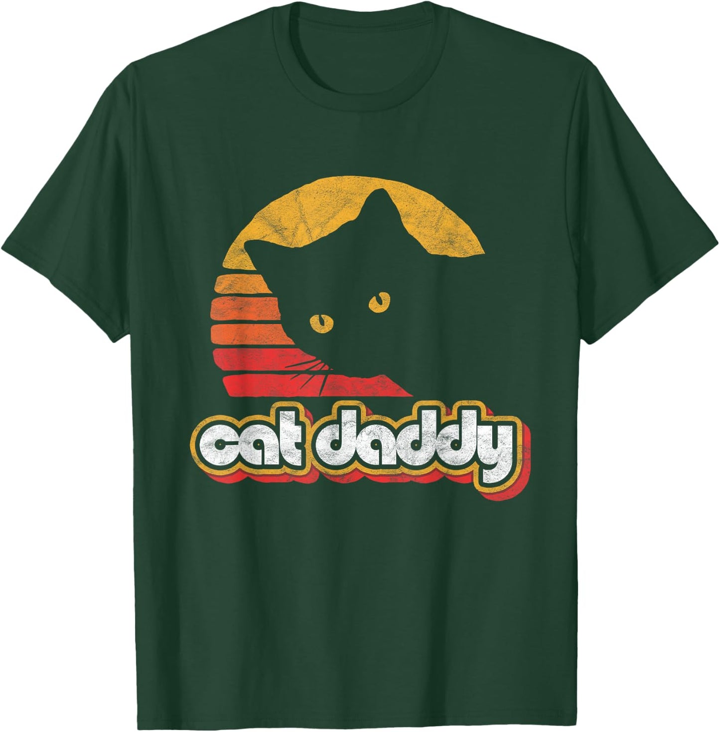 Cat Daddy Vintage Eighties Style Cat Retro Distressed T-Shirt - T-Shirt | Forest