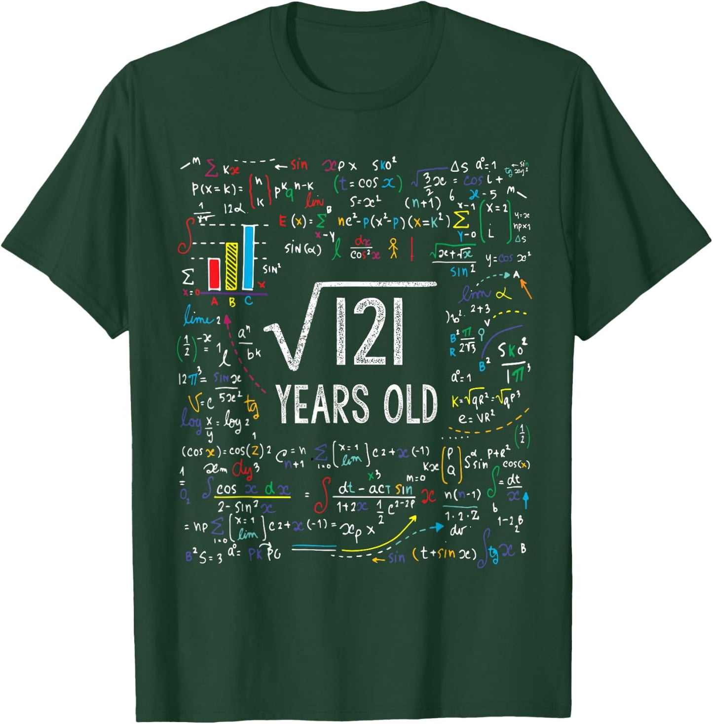 Square Root of 121 11th Birthday 11 Year Old Gifts Math Bday T-Shirt - T-Shirt | Forest