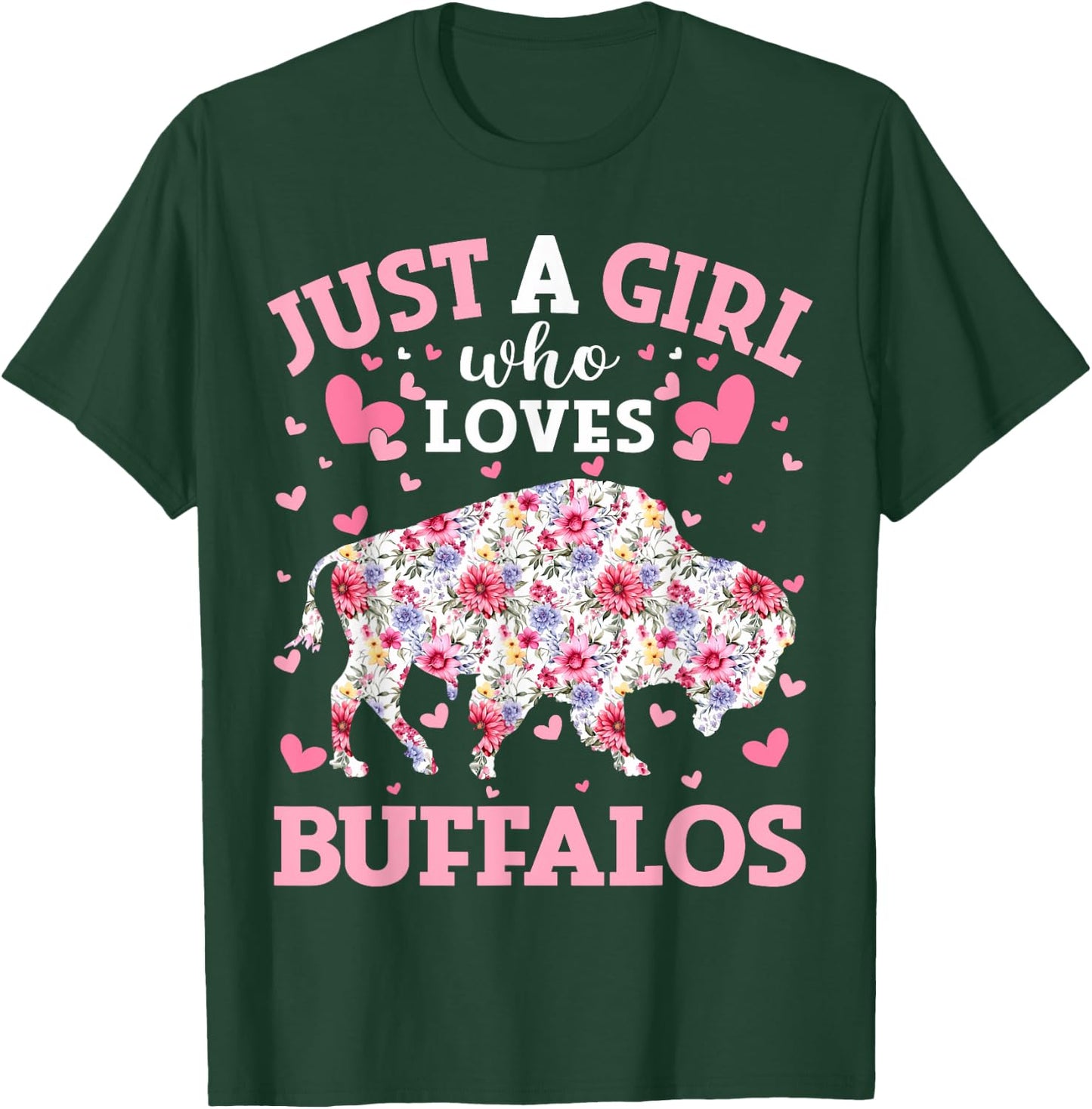 Floral Buffalo Lover Just A Girl Who Loves Buffalos T-Shirt - T-Shirt | Forest