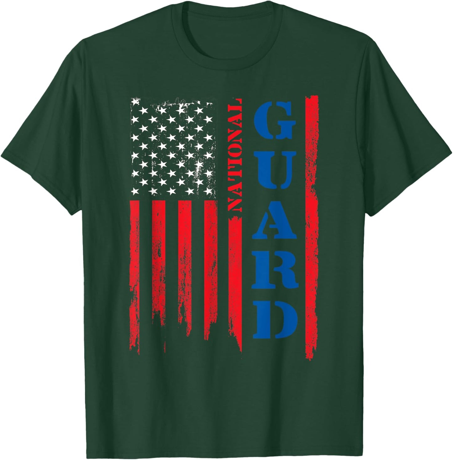 American Flag Grunge T Shirt | U.S National Guard Shirt Men T-Shirt - T-Shirt | Forest