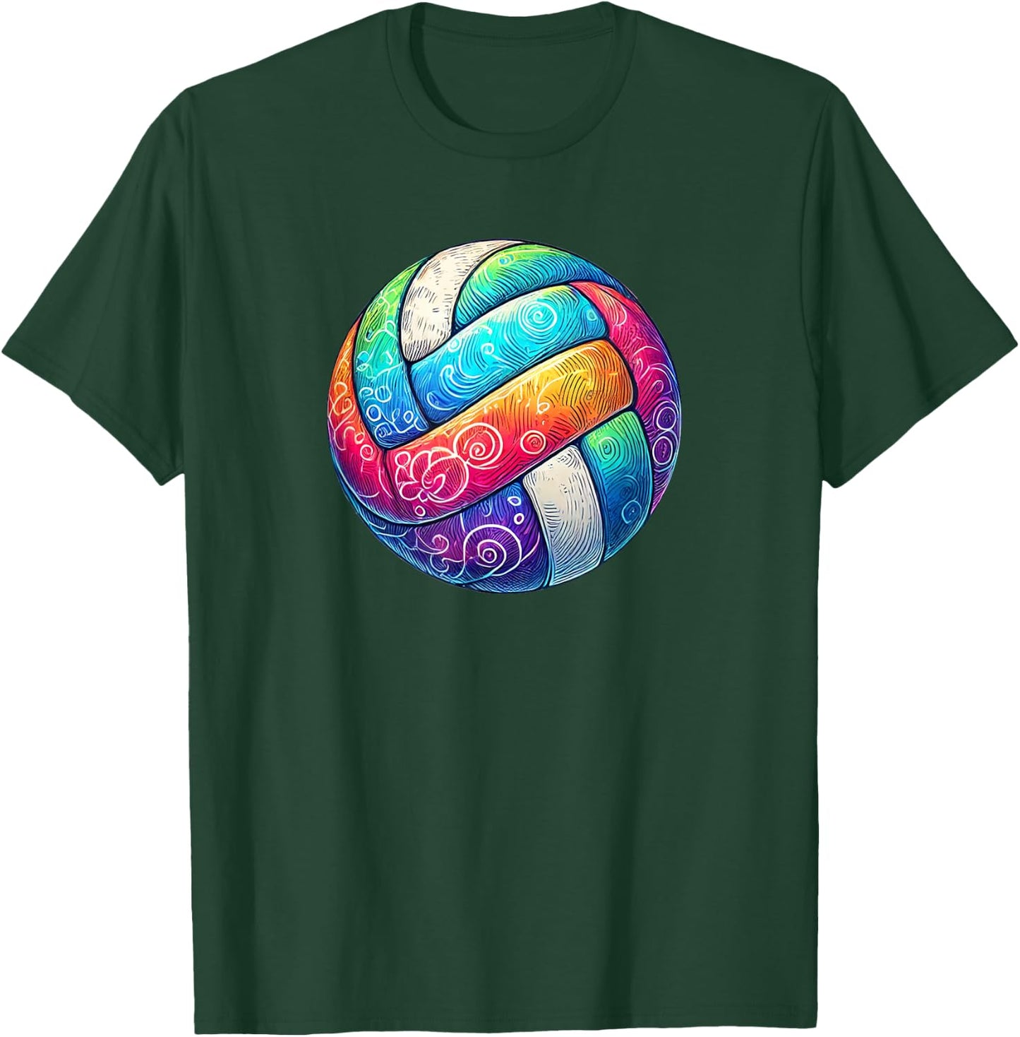 Colorful Volleyball Tie Dye Women Teen Girl Player T-Shirt - T-Shirt | Forest