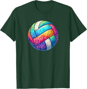Colorful Volleyball Tie Dye Women Teen Girl Player T-Shirt - T-Shirt | Forest