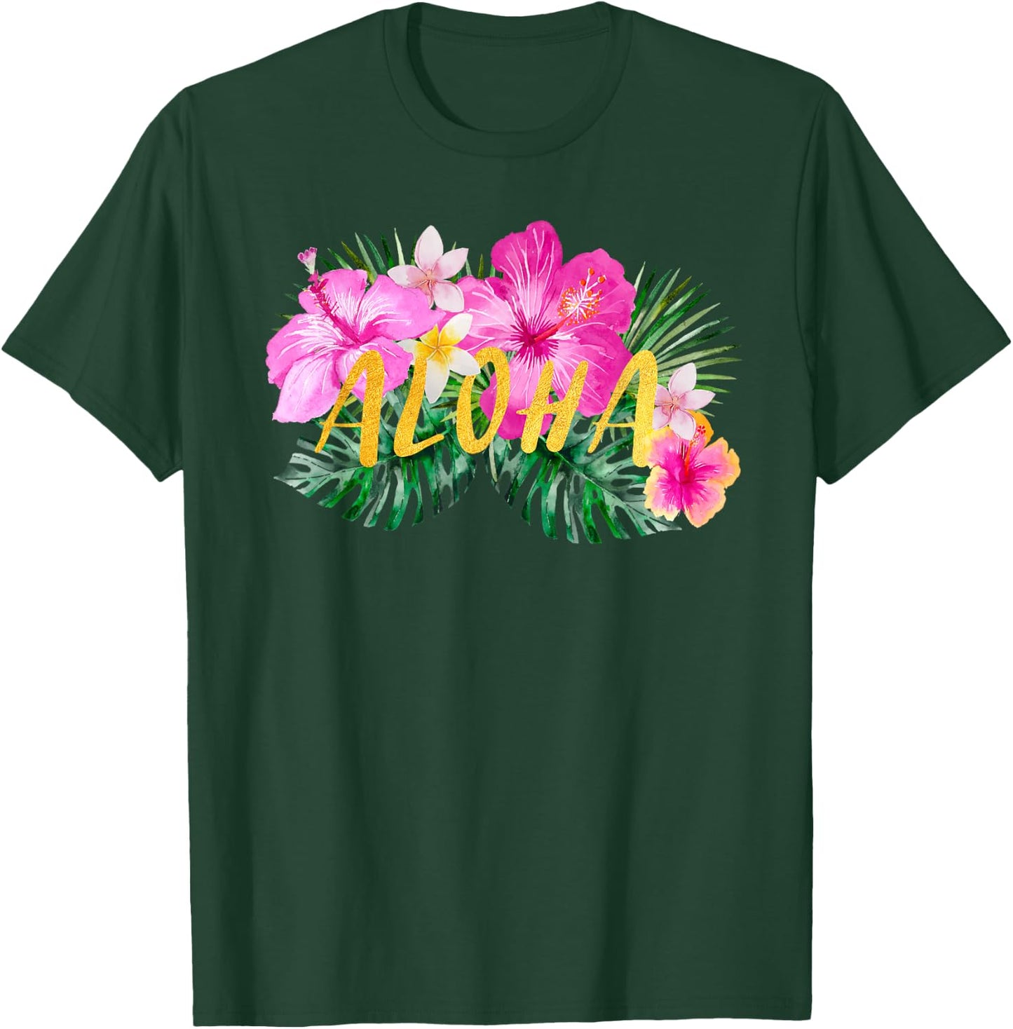 Aloha Hibiscus Flowers T-Shirt - T-Shirt | Forest