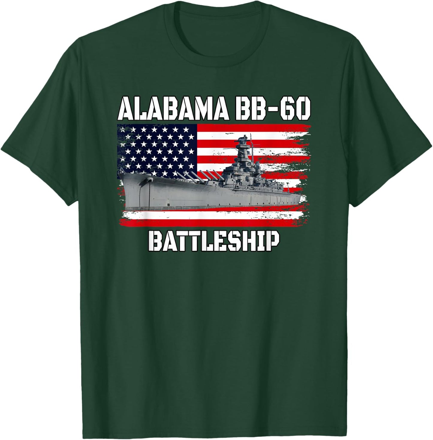 USS Alabama BB-60 Battleship Veterans Day Father Dad Grandpa T-Shirt - T-Shirt | Forest