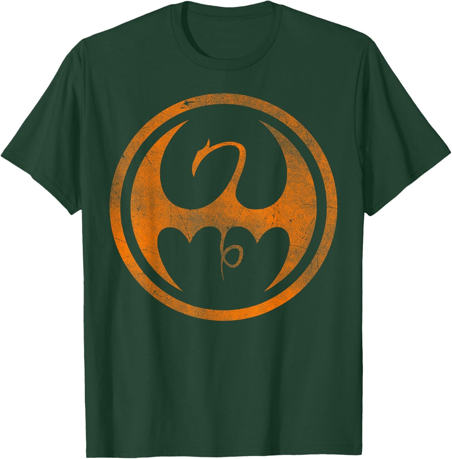 Marvel Iron Fist Dragon Logo Orange Tonal Cut-Out Halloween T-Shirt - T-Shirt | Forest